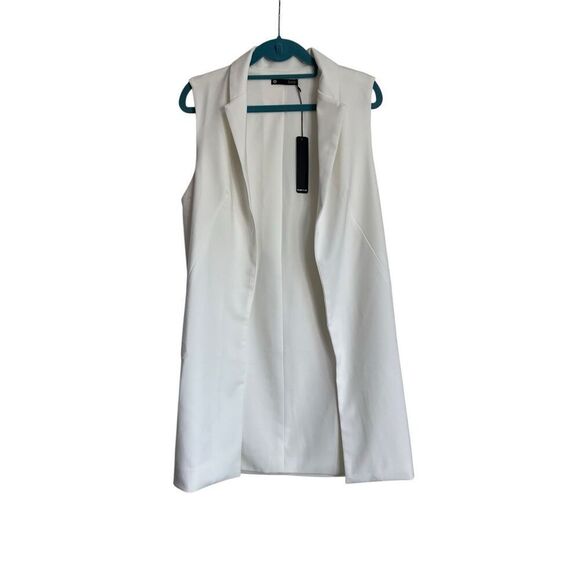 Revolve Krisa Vest Womens Size Small Ivory Tunic Sleeveless Open Front Longline